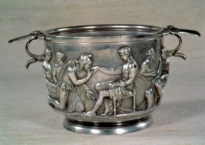 Roman silver-gilt drinking cup depicting King Priam of Troy appealing to Achilles for the return of his son Hector